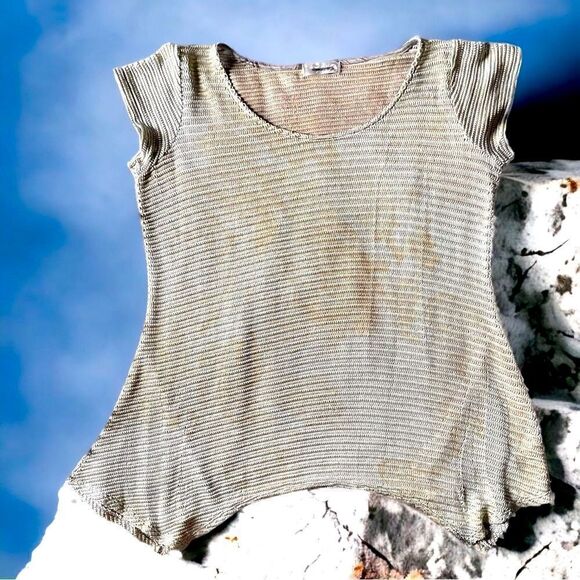 Dress Barn l Short sleeve blouse/top l Soft Stretch l Green/Tan l Scoop neck l L - Picture 11 of 11